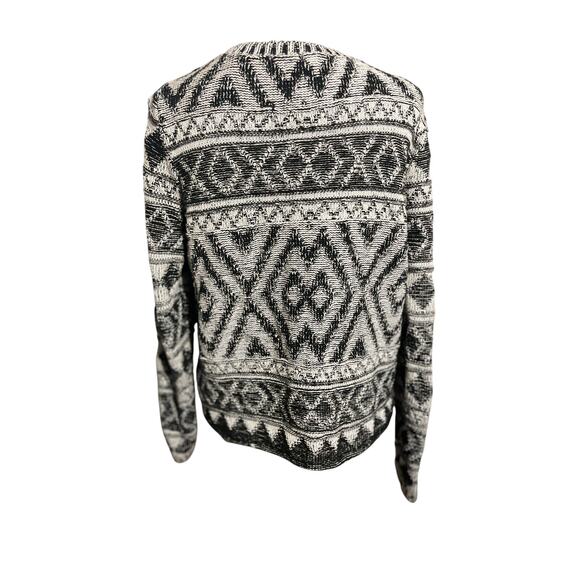 Lucky Brand XOXO Sweater L Tribal Fair Isle GrandpaCore Boho Knit Pullover - Picture 5 of 9